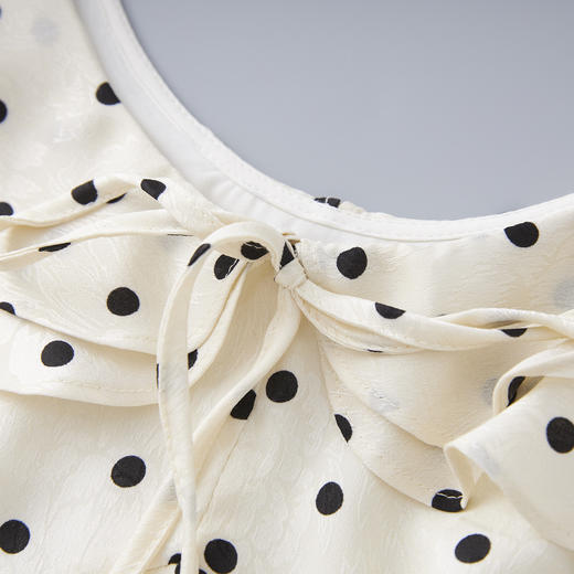 「高货wl」全新升级【铂金会员358/天猫479/差价121】(13844)洛诗琳复古波点印花连衣裙2025夏季荷叶边收腰显瘦长裙女 商品图2