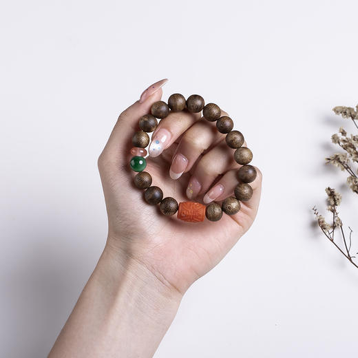 xy0487沉香+南红寿字大桶珠手串 商品图8