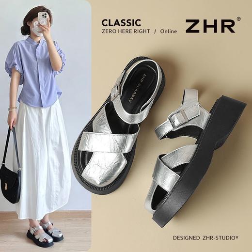 ZHR则则厚底罗马凉鞋女2025新款夏季松糕底女鞋超软舒适包头凉鞋 商品图1