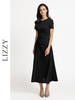 LIZZY 时尚法式简约弹力针织抽褶开叉长款连衣裙7420 商品缩略图2