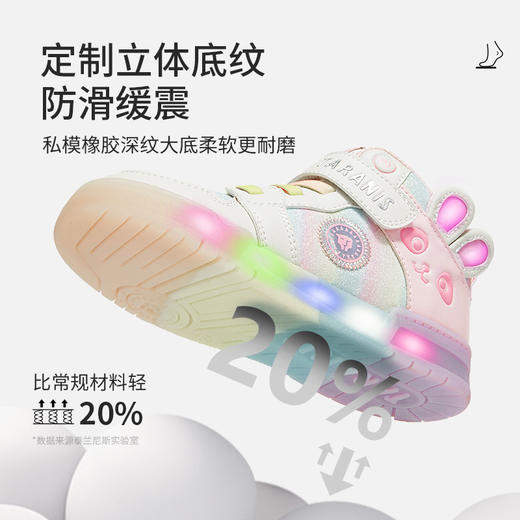 泰兰尼斯童鞋2025秋季新款儿童闪灯鞋女童发光板鞋小女孩运动鞋  T02X5C6852 商品图2