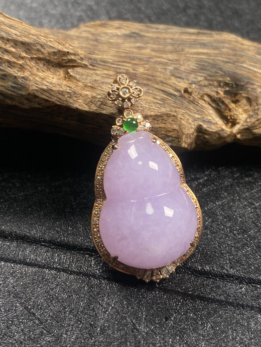 【FC0069】18K金镶嵌翡翠紫罗兰葫芦吊坠 玉质温润 庄厚饱满优雅大气 商品图1