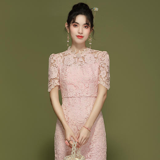 「自」全新升级【铂金会员422/天猫569/差价147】(02052)洛诗琳新中式气质刺绣连衣裙225夏季国风修身改良旗袍裙女 商品图1