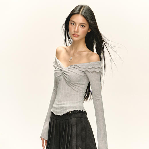 Ariseism 美式复古设计感长袖T恤女秋季新款辣妹修身上衣 商品图2