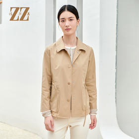 佐尔美经典纯色时尚简约风衣外套上衣女E33FZ12
