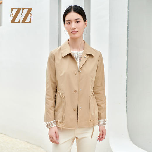 佐尔美经典纯色时尚简约风衣外套上衣女E33FZ12 商品图0