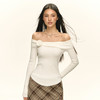 Ariseism 美式复古高级感一字肩毛衣女秋季新款露肩修身上衣 商品缩略图1