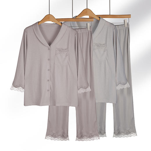 宽松版型 轻薄透气 云柔棉青果领套装 婴儿肌触感 贴肤无痕 松紧腰头 舒适不勒 商品图0