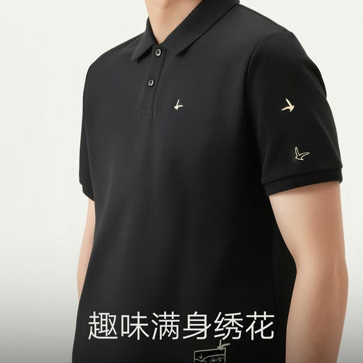 gxg.jeans男装 多色满身刺绣休闲时尚基础翻领短袖polo衫25夏热卖 商品图4