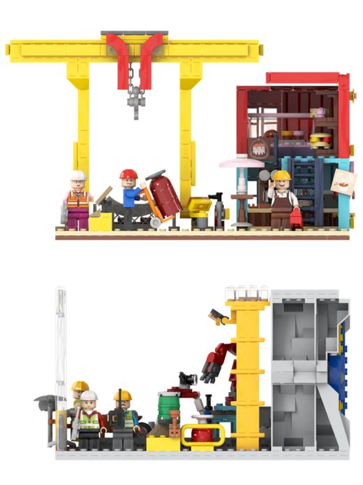 羊角盾构机工场双层积木 商品图1