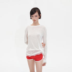 Herlian2025年秋季新品女士轻薄简约logo装饰oversize罩衫T恤衫