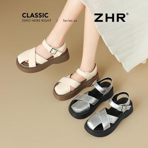 ZHR则则厚底罗马凉鞋女2025新款夏季松糕底女鞋超软舒适包头凉鞋 商品图5