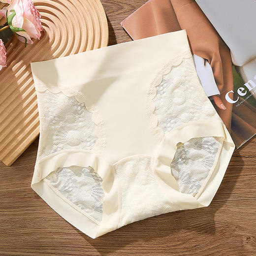 雀说 【3条】高腰无痕高弹蚕丝加长底裆微收腹提臀内裤2525 商品图5