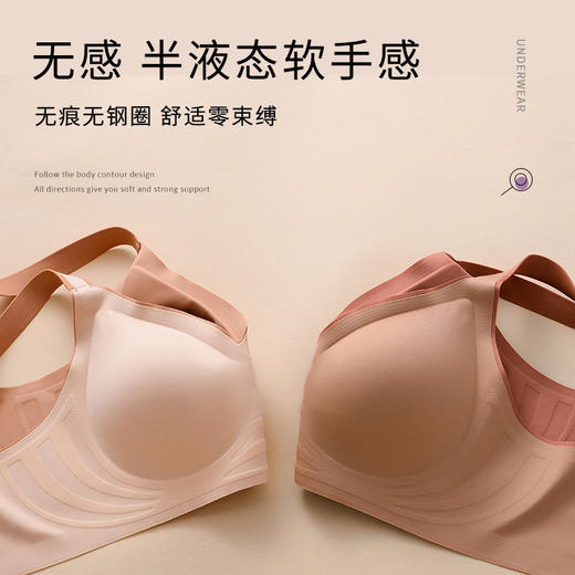 雀说 果冻条无痕内衣女无钢圈撞色薄款小胸聚拢调整型202 商品图3