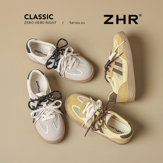 ZHR网面德训鞋女2025夏季新款多巴胺拼色透气运动复古平底阿甘鞋 商品图2