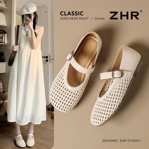 ZHR则则法式粗跟玛丽珍鞋2025新款夏季镂空编织凉鞋仙女风配裙子 商品图0