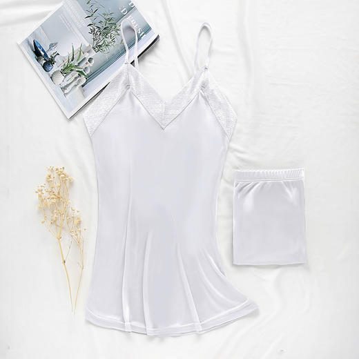 丁摩 真丝小吊带套装 桑蚕丝性感亲肤丝滑轻薄背心短裤JSY140054 商品图9