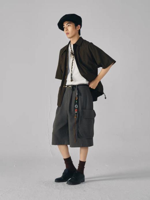 共和GongheRepub/GH24035/宽松复古阔腿裤 提花夏季中裤 商品图2