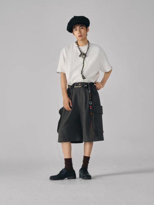 共和GongheRepub/GH24035/宽松复古阔腿裤 提花夏季中裤 商品图4