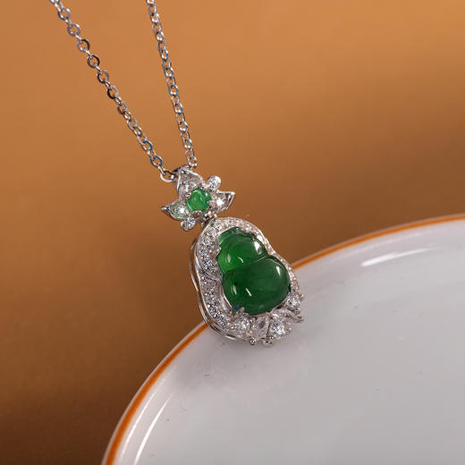 【福禄沉醉】S925纯银镶嵌天然A货翡翠葫芦项链【RP-XL17037】 商品图1