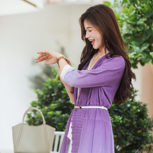 【林栖设计小店】渐变苎麻毛织开衫镂空度假气质2025早秋新款多色外套女1953274 商品图2