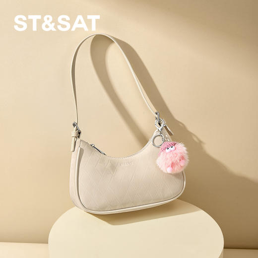 星期六温柔奶杏色菱格腋下包SSD521A07W 商品图4