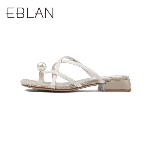 2楼伊伴2025夏季低跟清凉人字拖优雅珍珠时装凉拖B25325126 商品图1