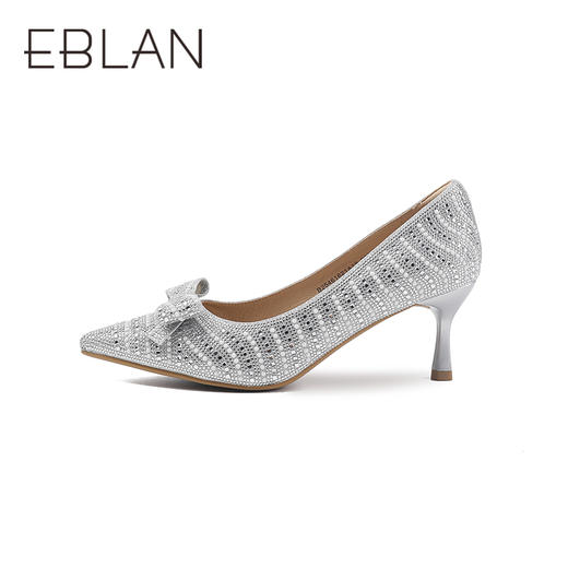 2楼伊伴2025年秋季星河感闪钻鞋面舒适压印垫脚高跟单鞋B25461621 商品图1