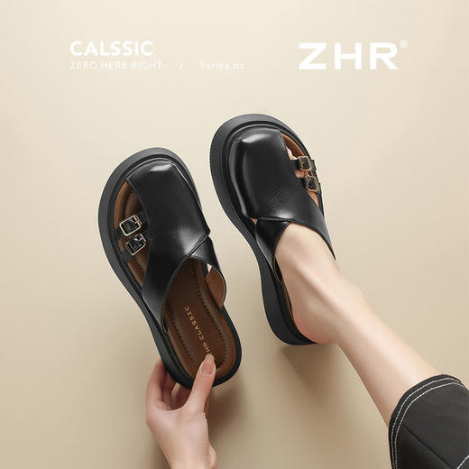 ZHR则则厚底增高拖鞋女包头拖夏季新款懒人通勤一脚蹬时尚休闲鞋 商品图7