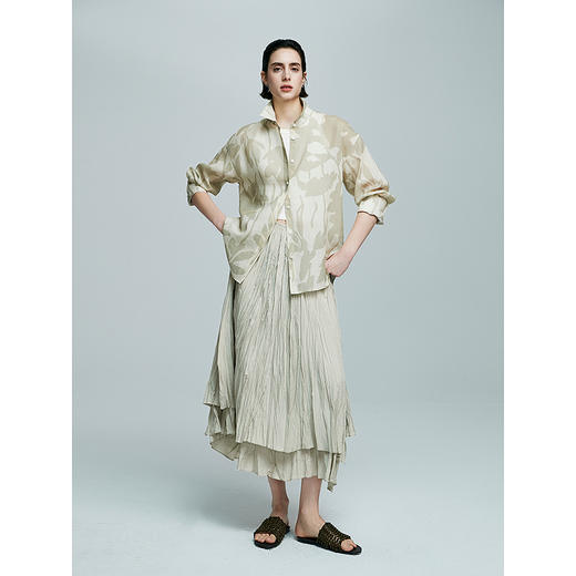 初棉双层雪纺半身裙363617019 | 质地轻盈柔软、舒适不闷、版型合身、展现优雅曲线、后中长设计显高显瘦、多尺码可选、日常通勤百搭 商品图2