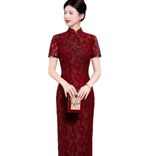 喜婆婆蕾丝旗袍敬酒服春夏季。妈妈装婚宴礼服高贵年轻LSH-B142 商品图4