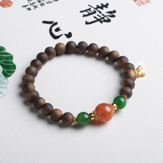 xy0485沉香+南红碧玉吉祥手串 商品图2