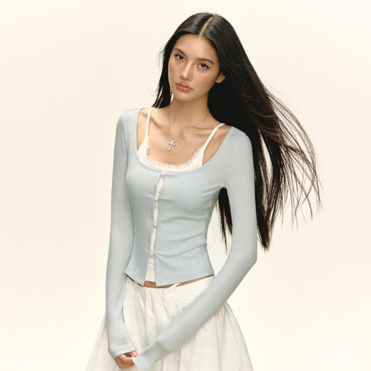 Ariseism 美式复古设计感长袖T恤女秋季新款辣妹修身上衣 商品图0