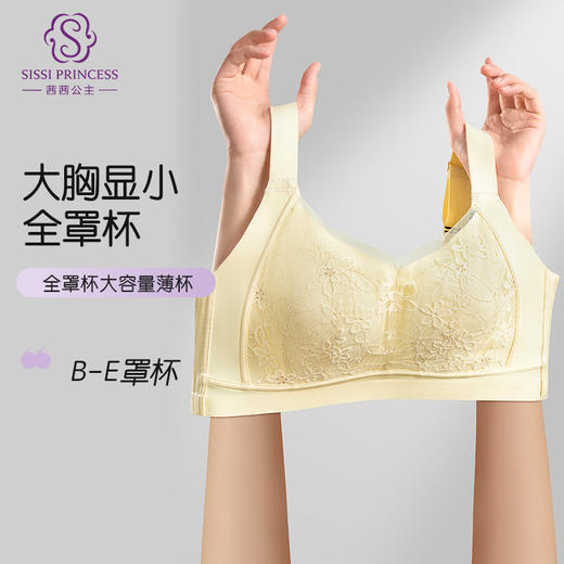 轻汐蕾丝大胸显小文胸 商品图0
