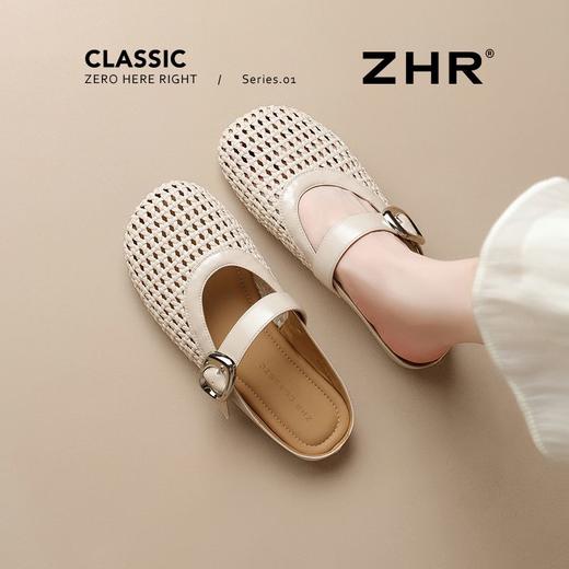ZHR平底半拖鞋女2025新款夏季外穿镂空包头凉鞋时尚软底一脚蹬 商品图2