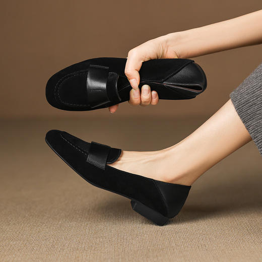 【预售5天】真皮圆头低跟乐福鞋女新款英伦软底舒适单鞋百搭平底鞋小皮鞋AJ&AJ9989 商品图2