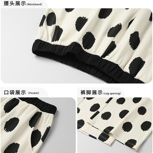 丁摩 遛弯裤女夏【纯棉】薄款印花阔腿九分裤可外穿女士纯棉家居裤睡裤5ZF-23111 商品图3