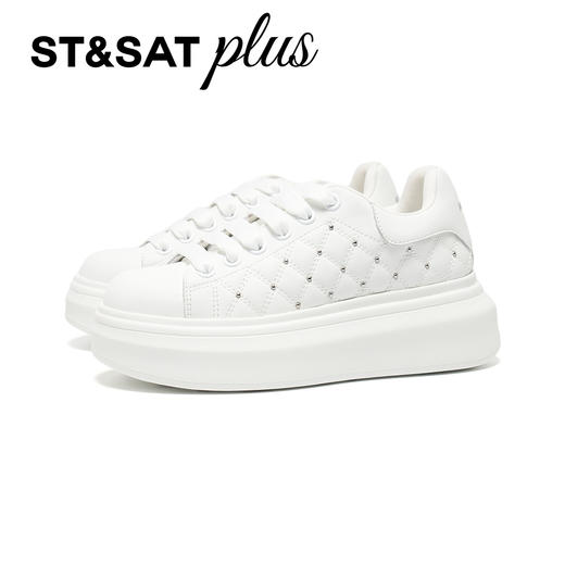 星期六时尚百搭菱格铆钉小白鞋SSD3112041 商品图8