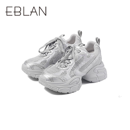 2楼伊伴2025夏季耐磨耐穿简约老爹鞋百搭基础款网纱运动鞋B25318212 商品图4