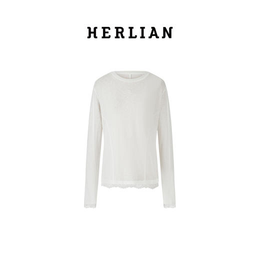 Herlian2025年秋季新品女士轻薄简约logo装饰oversize罩衫T恤衫 商品图4