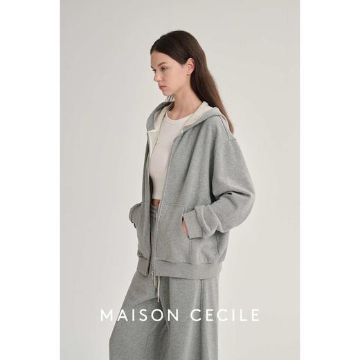 MAISON CECILE 春秋亚麻宽松休闲连帽卫衣外套/松紧腰抽绳长裤 商品图2