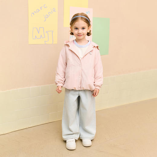 马克珍妮女童可爱猫咪花边帽夹棉外套2025年秋冬新款551573 商品图2