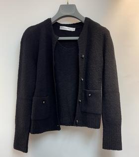 女款圆领羊毛羊絨外套+针织背心010