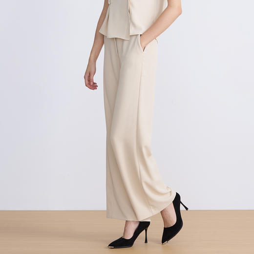 EITIE爱特爱夏新款高腰纯色通勤显瘦干练百搭直筒长裤7805508 商品图2