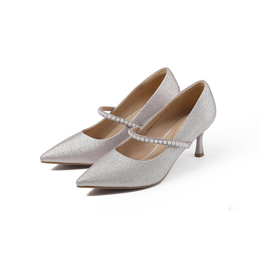 2楼伊伴2025年秋季格利特细闪高跟鞋女神气质增高显瘦单鞋B25464211 商品图5