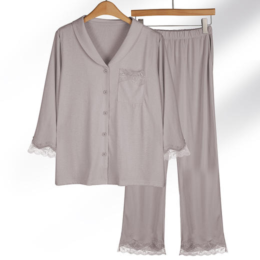 宽松版型 轻薄透气 云柔棉青果领套装 婴儿肌触感 贴肤无痕 松紧腰头 舒适不勒 商品图6