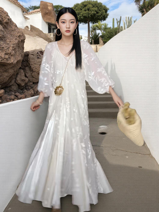 法式鱼尾植绒拼接长裙送防透吊带 商品图8