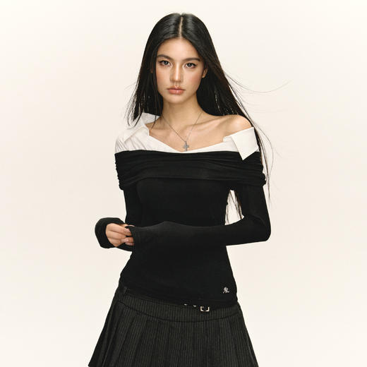 Ariseism 美式复古设计感假两件长袖T恤女秋季新款上衣 商品图1