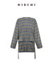 HIDEMI 极简色织格纹拉绒经典圆领宽肩套头廓形西装 商品缩略图5