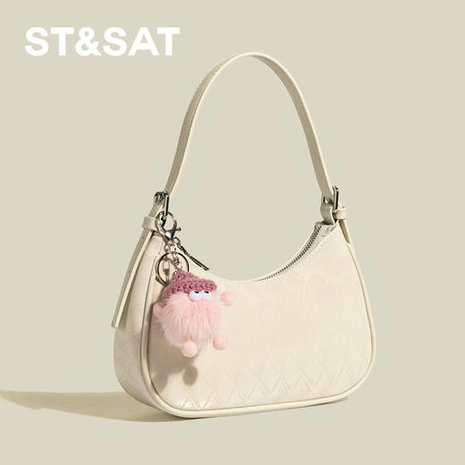 星期六温柔奶杏色菱格腋下包SSD521A07W 商品图0